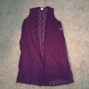 LulaRoe purple cardigan size large.